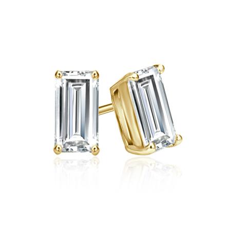 Lab Grown Diamond Stud Earrings Baguette 0.50 ct. tw. (H-I, VS) 18k Yellow Gold 4-Prong Basket