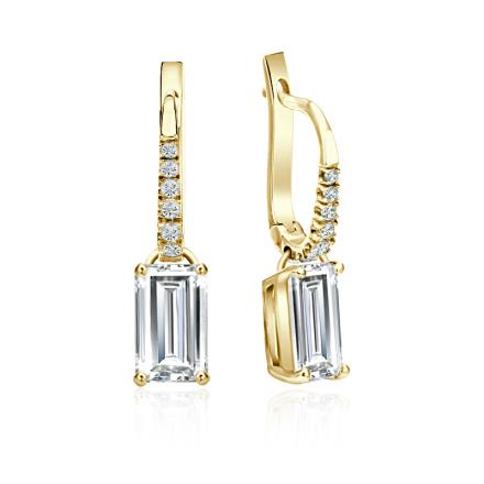 Lab Grown Diamond Dangle studs Earrings Baguette 0.75 ct. tw. (I-J, SI1-SI2) in 14k Yellow Gold Drop Setting