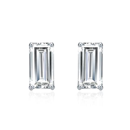 Lab Grown Diamond Studs Earrings Baguette 0.75 ct. tw. (I-J, VS1-VS2) in 14k White Gold 4-Prong Basket