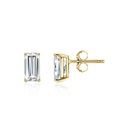 Lab Grown Diamond Studs Earrings Baguette 1.00 ct. tw. (I-J, VS1-VS2) in 14k Yellow Gold 4-Prong Basket