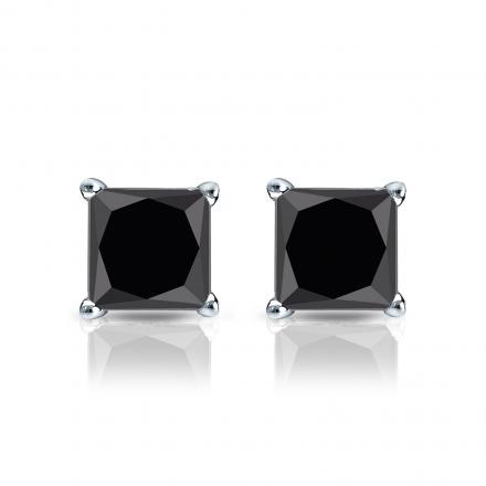 black princess cut earrings