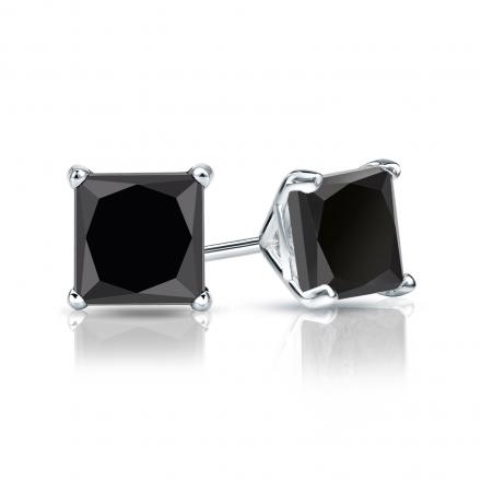 Certified Platinum 4-Prong Martini Princess-Cut Black Diamond Stud Earrings 2.50 ct. tw.