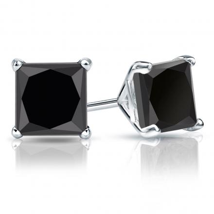 Certified Platinum 4-Prong Martini Princess-Cut Black Diamond Stud Earrings 4.00 ct. tw.