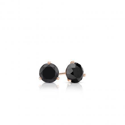 Certified 14k Rose Gold 3-Prong Martini Round Black Diamond Stud Earrings 0.25 ct. tw.