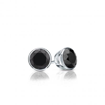 Certified Platinum Bezel Round Black Diamond Stud Earrings 0.50 ct. tw.