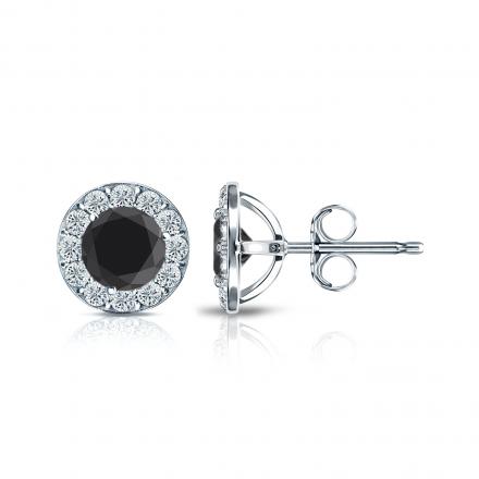 Round Halo Diamond Stud Earrings in 18k White Gold (1.50ct. tw.)