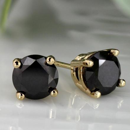 Details about   3/4Ct Round Cut Black Diamond Basket Stud Earrings 18k White Gold Prong Set AAA
