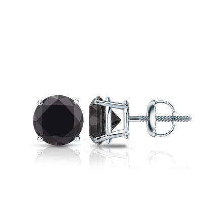 Details about   3/4Ct Round Cut Black Diamond Basket Stud Earrings 18k White Gold Prong Set AAA