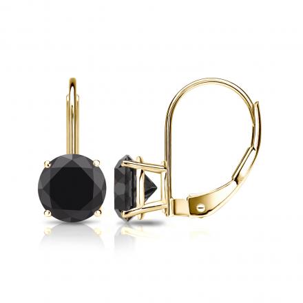 [LLOYD] 14K GOLD☆Black Point Round Earrings Round Cabochon Black Onyx Stud Earrings 14k Yellow Gold
