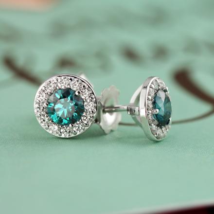 white gold blue diamond earrings