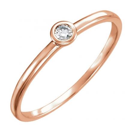 Stackable Solitaire Diamond Ring in 10k Rose Gold (I-J, I1-I2)