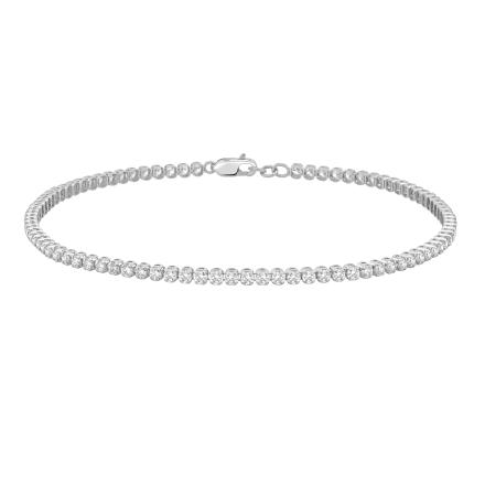 Lab Grown Diamond Petite Bracelet Round 1.00 ct. tw. (E-F,VS) in 14K White Gold  Available from 1.00 cttw - 4.00 cttw. Sizable 6.5 - 7.5 inches