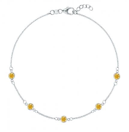 LAB GROWN Round Yellow Diamond Classic Bezel Diamond by the Yard Bracelet 1.00ct. tw. 14K White Gold