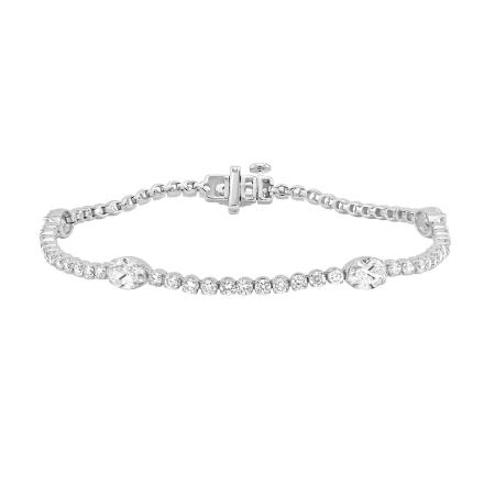 Lab Grown Diamond Round and Oval Tennis Bracelet 5.10 (E-F,VS) in 14K White Gold