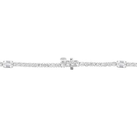 Round and Emerald Lab Grown Diamond Tennis Bracelet 4.30 (E-F,VS) in 14K White Gold