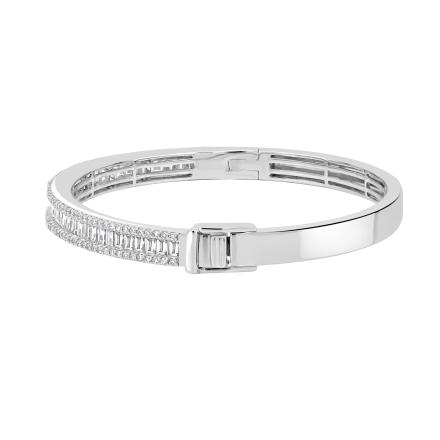 Round and Bauguette Lab Grown Diamond Tennis Bracelet 3.35 (E-F,VS) in 14K White Gold