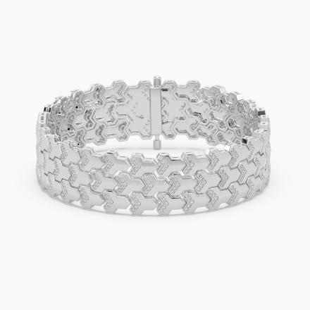 Three Row Fancy Link Lab Diamond Bracelet (1.57ct. tw.) in 14K White Gold