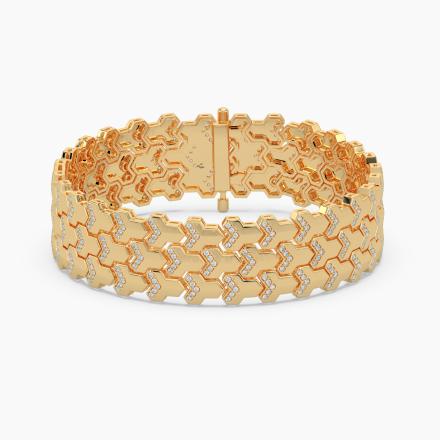 Three Row Fancy Link Lab Diamond Bracelet (1.57ct. tw.) in 14K Yellow Gold