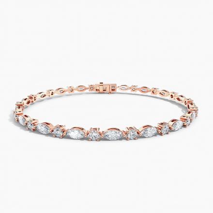 LAB GROWN Diamond Modern 4-prong Marquise and Round East-West Tennis Bracelet 5.00ct. tw. 14K Rose Gold