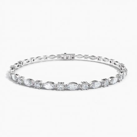 LAB GROWN Diamond Modern 4-prong Marquise and Round East-West Tennis Bracelet 5.00ct. tw. 14K White Gold