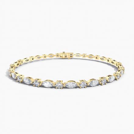 LAB GROWN Diamond Modern 4-prong Marquise and Round East-West Tennis Bracelet 5.00ct. tw. 14K Yellow Gold