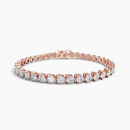 LAB GROWN Round Diamond Classic 3-prong Tennis Bracelet 7.50ct. tw. 14K Rose Gold