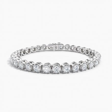 LAB GROWN Round Diamond Modern 4-Prong Crown Style Tennis Bracelet 7.50ct. tw. 14K White Gold