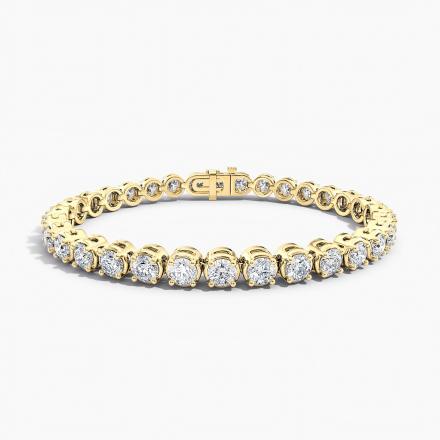 LAB GROWN Round Diamond Modern 4-Prong Crown Style Tennis Bracelet 7.50ct. tw. 14K Yellow Gold