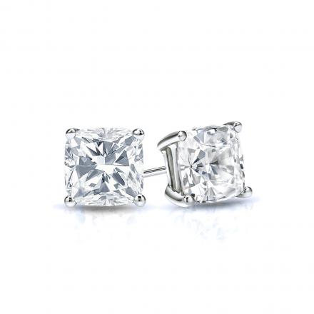Natural Diamond Stud Earrings Cushion 0.62 ct. tw. (H-I, SI1-SI2) 14k White Gold 4-Prong Basket