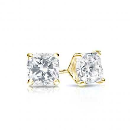 Natural Diamond Stud Earrings Cushion 0.62 ct. tw. (H-I, SI1-SI2) 18k Yellow Gold 4-Prong Martini