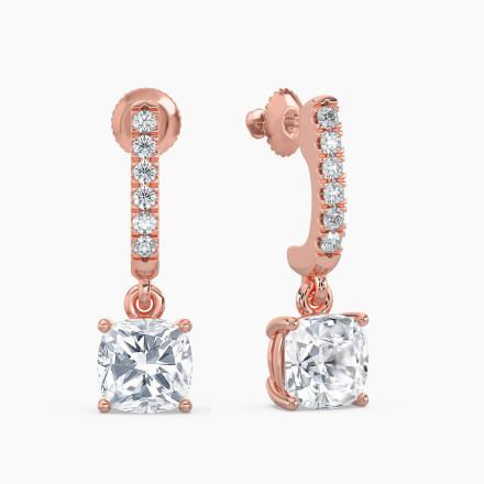 Natural Diamond Dangle Stud Earrings Cushion (G-H