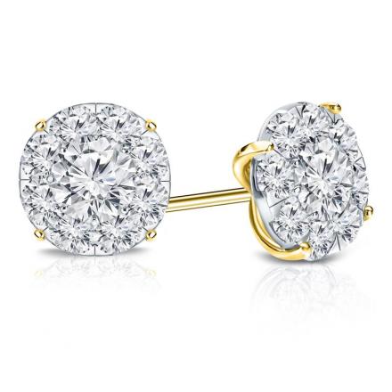 14k Yellow Gold Prong-Set Cluster Round Diamond Earring 0.50 ct. tw. (H, SI1)