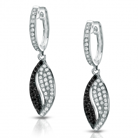 14k White Gold Black & White Round Cut Diamond Earrings 0.50 ct. tw. (G-H, I1-I2)
