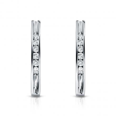 Lab Grown Round-Cut Diamond Earrings in 14k White Gold Channel Set 0.25 ct. tw. (F-G, VS)