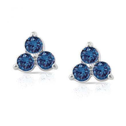 14k White Gold 3-Stone Trio Blue Round-Cut Diamond Earrings 0.50 ct. tw. (SI1-SI2)