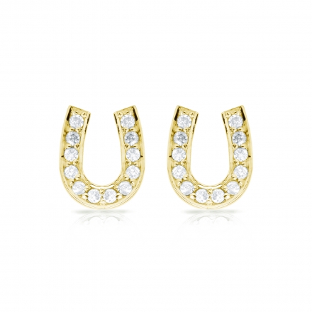 10k Yellow Gold Horseshoe Shaped Round-Cut Diamond Earrings 0.10 ct. tw. (H-I, I1-I2)
