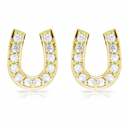 10k Yellow Gold Horseshoe Shaped Round-Cut Diamond Earrings 0.33 ct. tw. (H-I, I1-I2)