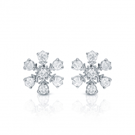10k White Gold Snowflakes Round-Cut Diamond Earrings 0.10 ct. tw. (I-J, I1-I2)