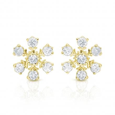 10k Yellow Gold Snowflakes Round-Cut Diamond Earrings 0.25 ct. tw. (I-J, I1-I2)