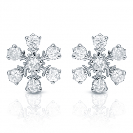 10k White Gold Snowflakes Round-Cut Diamond Earrings 0.33 ct. tw. (I-J, I1-I2)