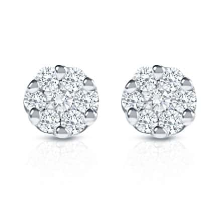 14K White Gold Over 0.50 Ct Round Simulated Diamond Cluster Men's Stud Earrings 