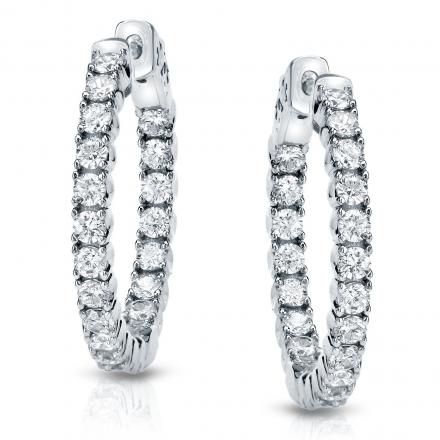 14k White Gold Small Round Diamond Hoop Earrings 0.50 ct. tw. (H-I, SI1-SI2), 0.74-inch (19mm)