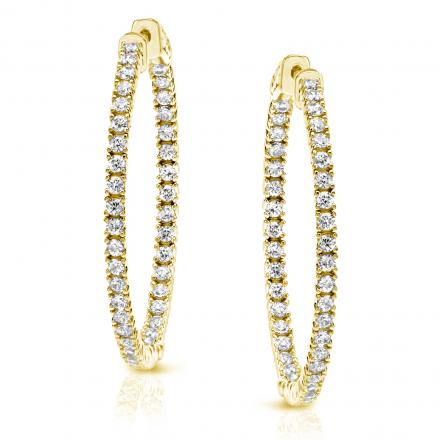 14k Yellow Gold Medium Round Diamond Hoop Earrings 1.60 ct. tw. (H-I, SI1-SI2), 1.33-inch (34mm)