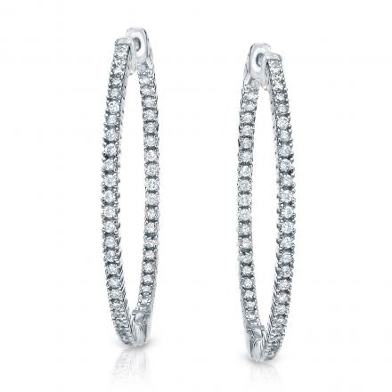 Lab Grown Medium Round Diamond Hoop Earrings in 14k White Gold 2.00 ct. tw. (F-G, VS), 1.57-inch (40mm)
