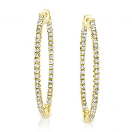 14k Yellow Gold Large Round Diamond Hoop Earrings 2.50 ct. tw. (H-I, SI1-SI2), 1.81-inch (46mm)