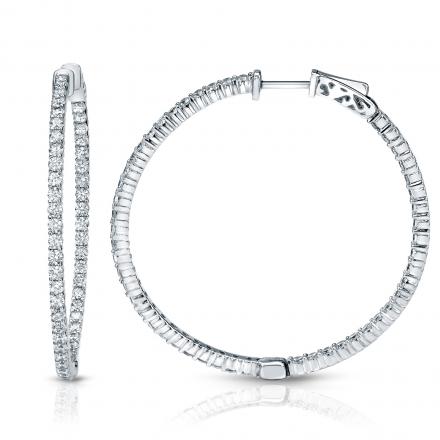 14k White Gold Medium Round Diamond Hoop Earrings 3.00 ct. tw. (H-I,  SI1-SI2), 1.5-inch (38.1mm)