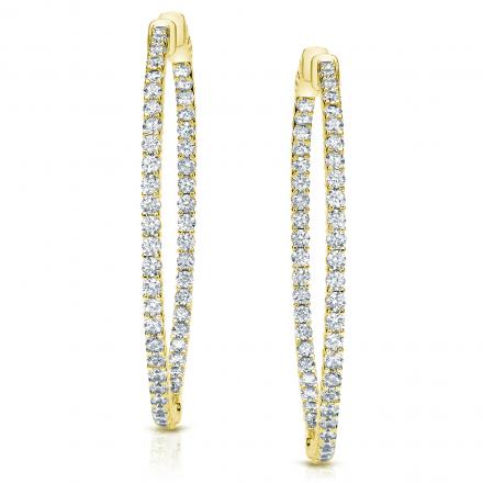 14k Yellow Gold Medium Round Diamond Hoop Earrings 3.00 ct. tw. (H-I, SI1-SI2), 1.5-inch (38.1mm)