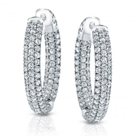 14k White Gold Small Micro Pave Round Diamond Hoop Earrings 1.00 ct. tw. (H-I, SI1-SI2), 0.75-inch (19.1mm)