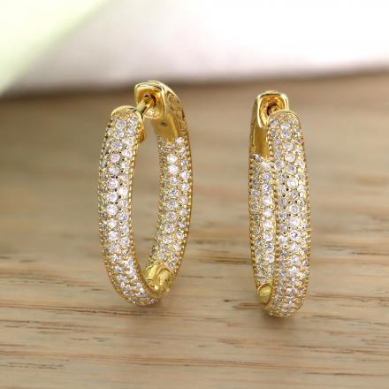 14k Yellow Gold Large Micro Pave Round Diamond Hoop Earrings 3.50 ct. tw  (H-I, SI1-SI2), 2-inch (50.8mm)