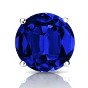 Lab Grown Gemstone Blue Sapphire Single Stud Earring Round 2.00ct. 14k White Gold 4-Prong Basket